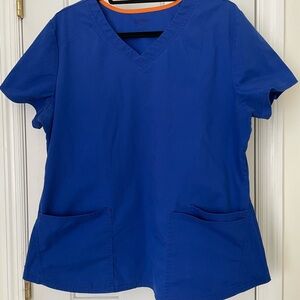 Women's Blue V-Neck Scrubs Top